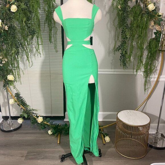 Michael Costello Green Cutout Maxi Dress - Picture 1 of 3